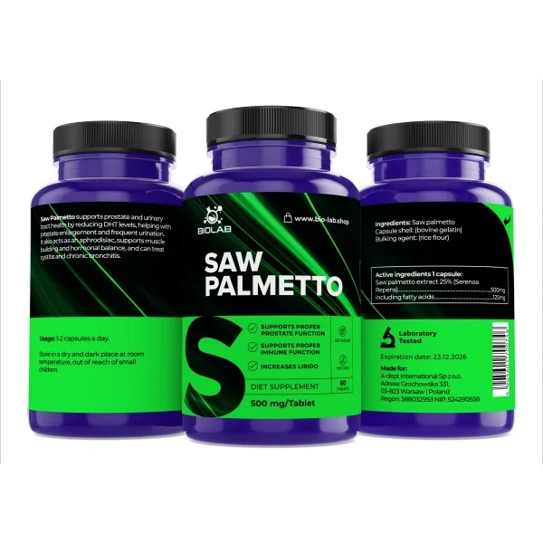 Saw Palmetto 500 mg, 60...