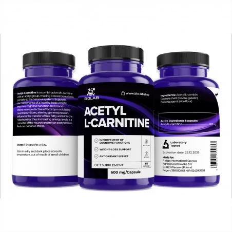 Acetyl L-karnitin 600 mg, 60 kapslar