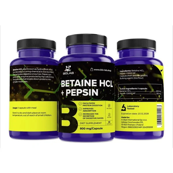 Betain HCl + pepsin 800 mg,...