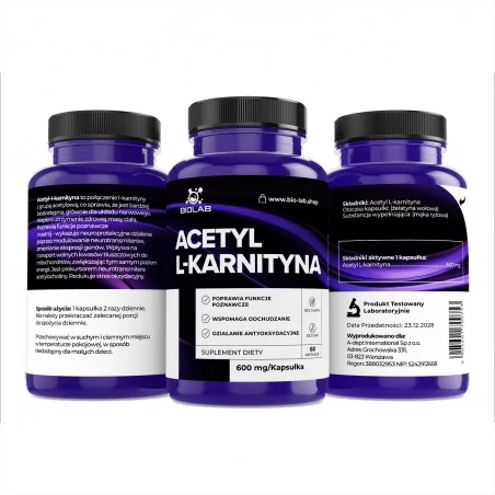 Acetil L-carnitina 600 mg, 60 cápsulas