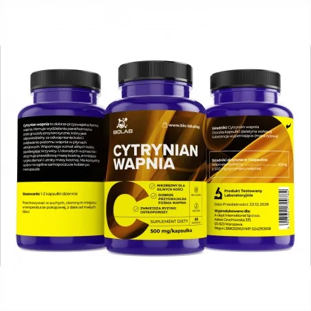 Cytrynian wapnia 500 mg, kapsułki 60 szt
