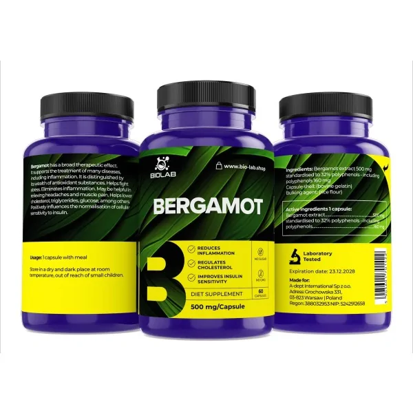 Bergamota 500 mg, 60 cápsulas