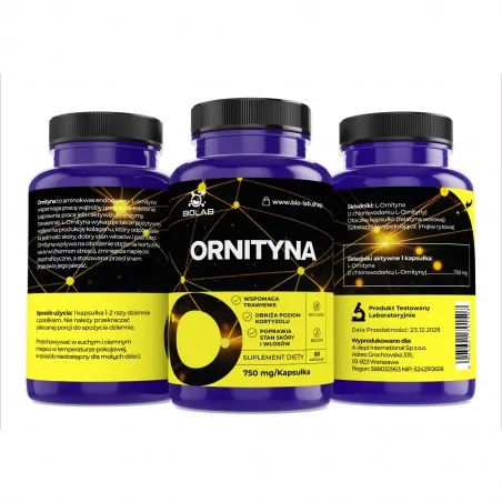 Ornitina 750 mg, 60 cápsulas