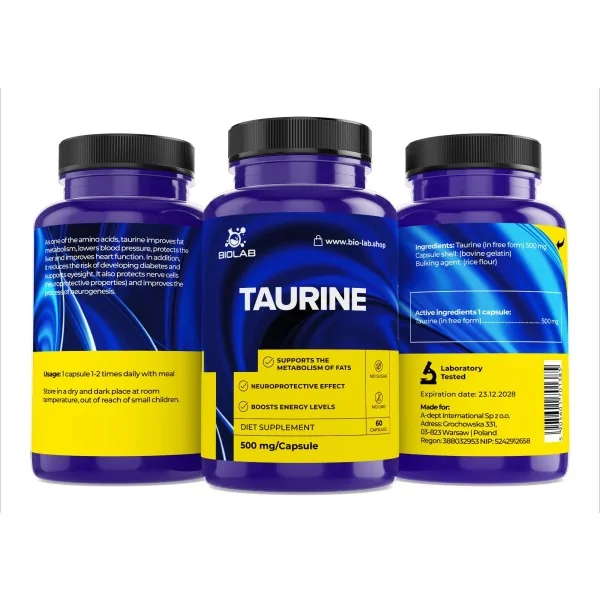 Taurin 500 mg, 60 kapslí