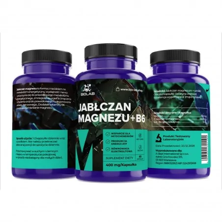 Magnesiummalat + B6 845 mg, 60 kapslar