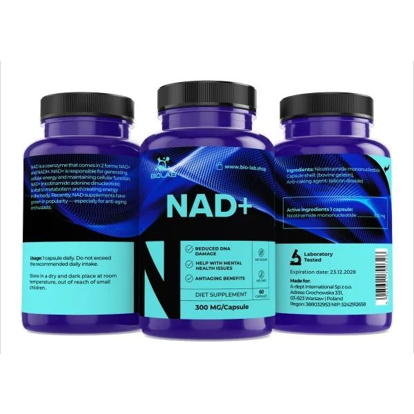 NAD+ 300 mg, 60 kapsulas