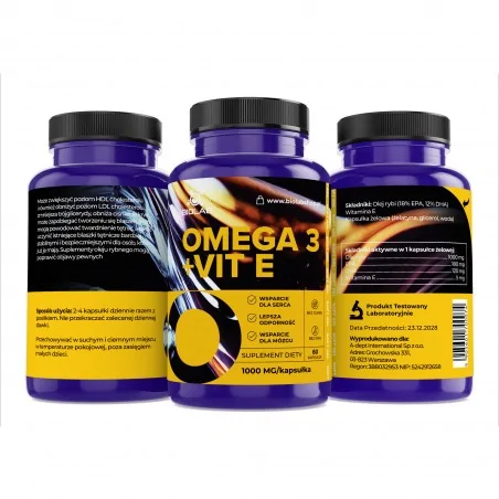 Omega 3 + vit E 1000 mg, 60 kapslar