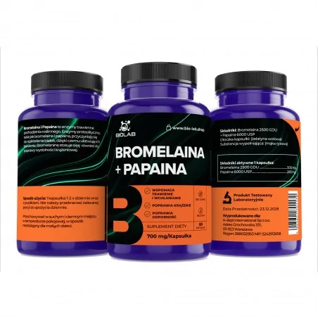 Bromelain + papain 700 mg, 60 kapszula
