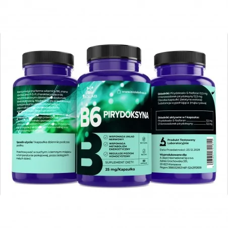 B6-vitamin piridoxin P-5-P 25 mg, 60 kapszula