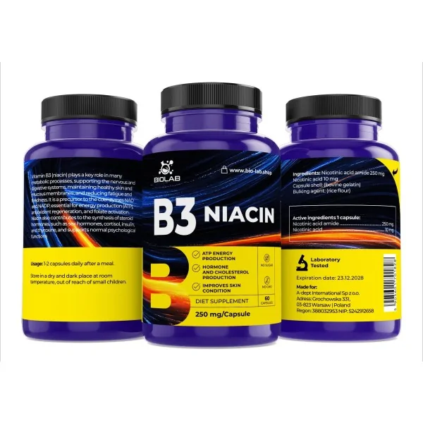 Vitamin B3 Niacin 250 mg,...