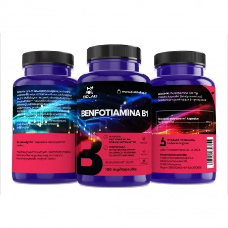 Vitamina B1 benfotiamina 100 mg, 60 capsule