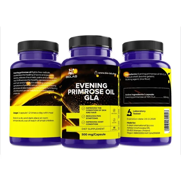 Evening primrose oil 10% GLA 500mg, 60 caps