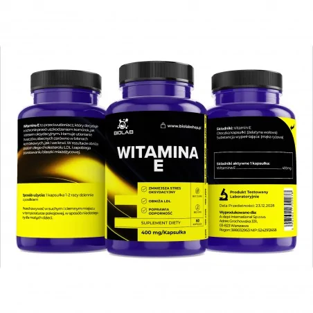 Vitamīns E tokoferols 400 mg, 60 kapsulas