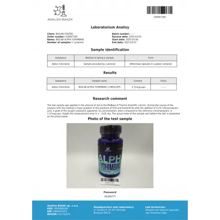 Alpha yohimbīns 2.5 mg, 60 kapsulas
