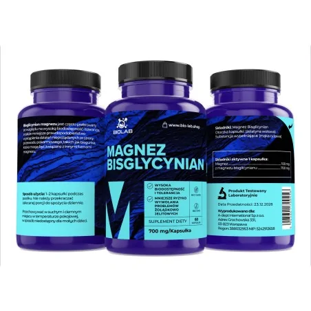 Magnesio bisglicinato 700 mg, 60 cápsulas