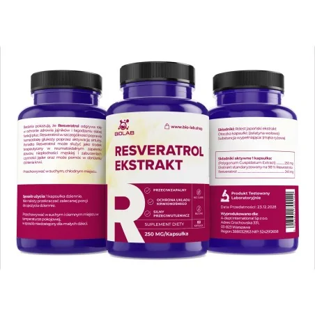 Resveratrol, standardized extract 250 mg, 60 capsules