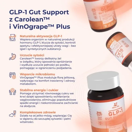 GLP-1 Gut Support, kompleks Carolean™ i VinOgrape™ Plus, kapsułki 90 szt.