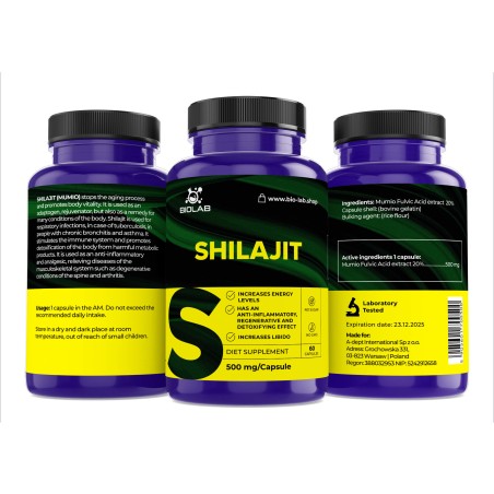 Shilajit (mumio), extrait 20 % d'acides fulviques 500 mg, 60 capsules