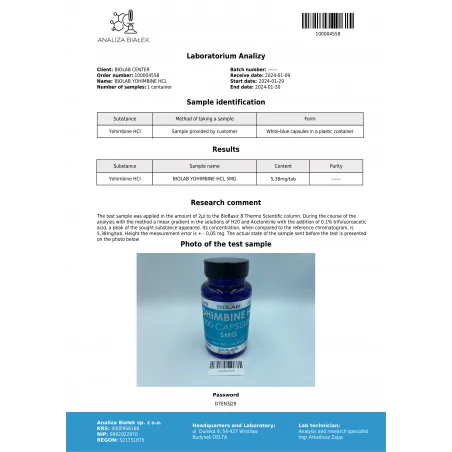 Yohimbine HCl 5 mg, 100 kapszula