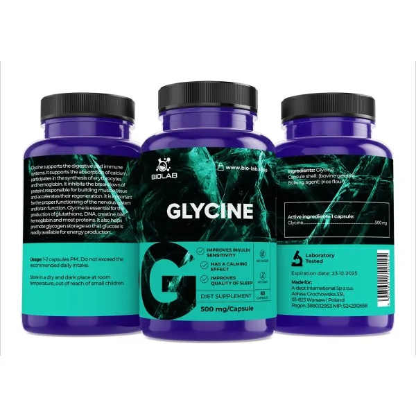 Glycine 500 mg, 60 kapslar