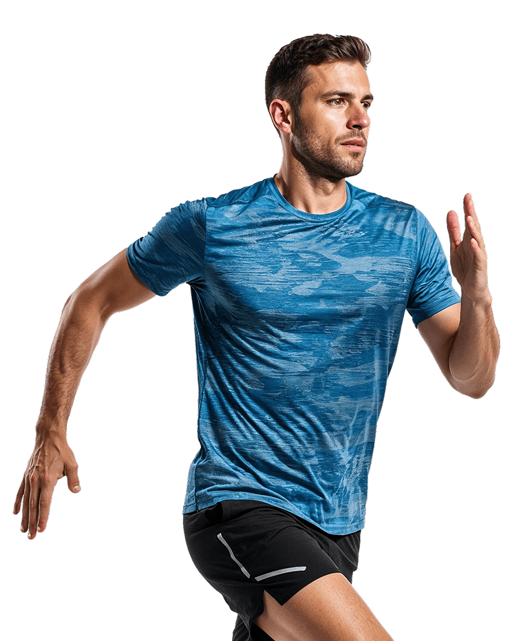 Biegnący mężczyzna w sportowym stroju