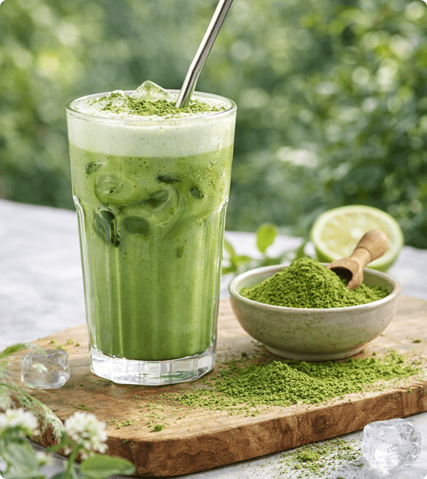 Szklanka z napojem Green Matcha by Biolab