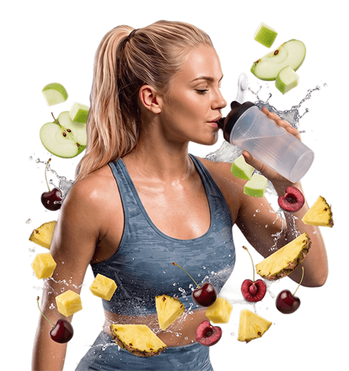 Kobieta w stroju sportowym pije wodę z bidonu