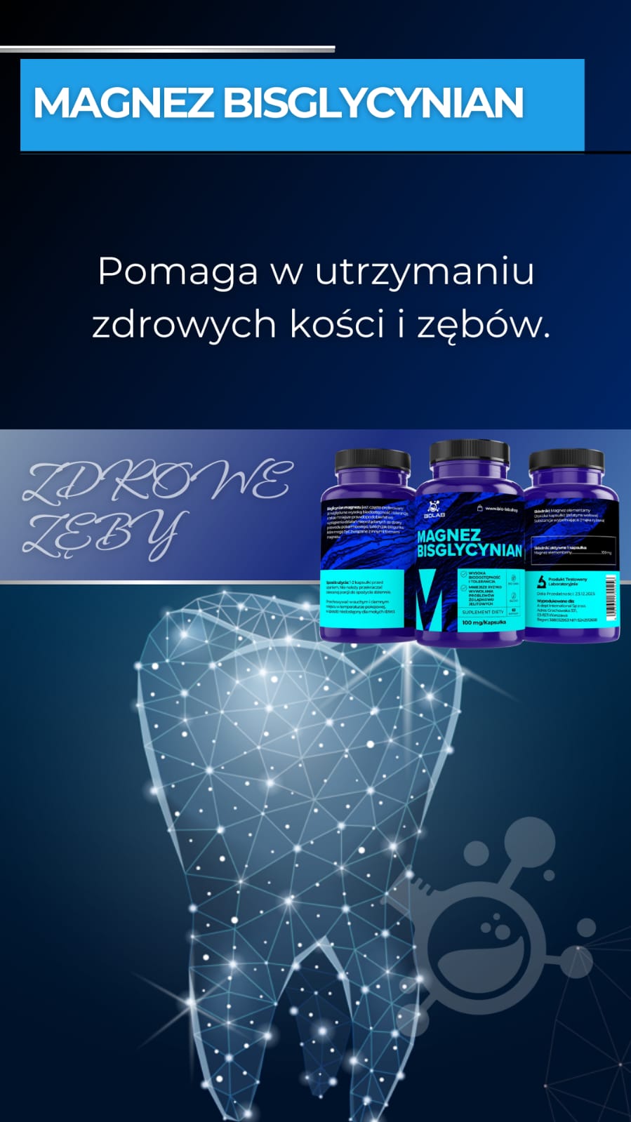 suplementu Magnez Bisglicynian – wspiera zdrowie kości i zębów