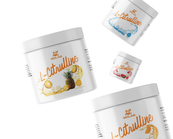 Several packages of BioLab's L-Citrulline supplement in various flavors