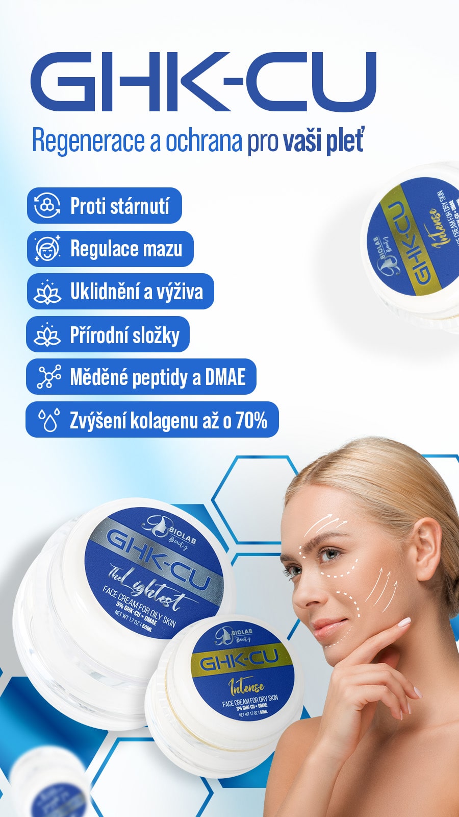 krém pro suchou pleť s GHK-Cu a DMAE