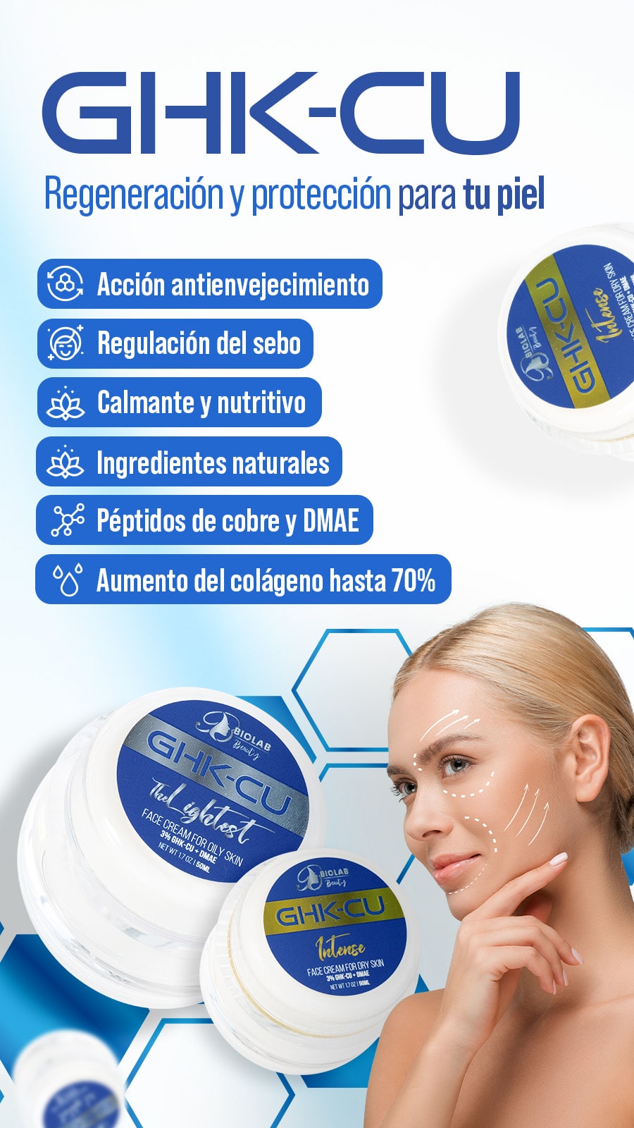 Crema nutritiva para piel seca con GHK-Cu y DMAE