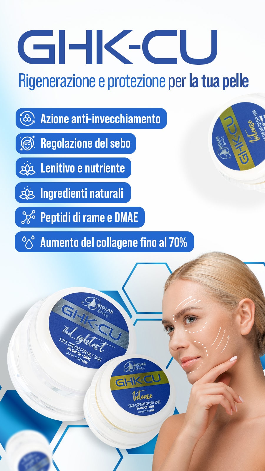 Crema nutriente per pelli secche con GHK-Cu e DMAE