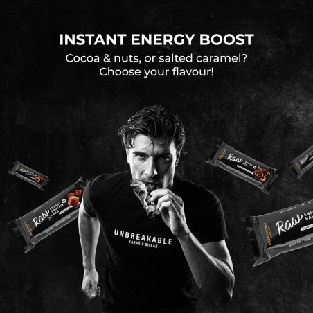 RAW Energy 20% Protein Bar, UNBREAKABLE Karaś x Biolab, proteīna batoniņš sālīta karamela, 50g