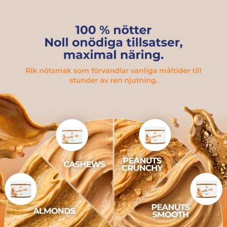 100% Jordnötssmör Smooth/Crunchy, NAUGHTY NUTTY, 500g