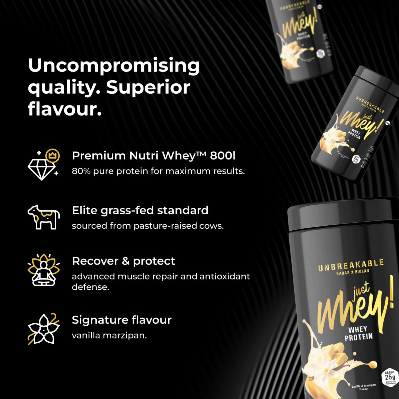 Just Whey! premium protein powder Nutri Whey™, UNBREAKABLE Karaś x Biolab, vanilla-marzipan flavour 1 kg