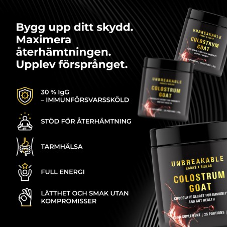 Goat Colostrum - getkolostrum 30% IgG, UNBREAKABLE Karaś x Biolab, smak choklad 50g (25 portioner)