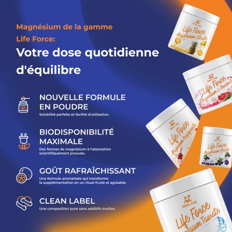 Life Force bisglycinate de magnésium (chélate), poudre 100g