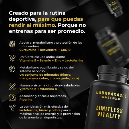 Limitless Vitality, UNBREAKABLE Karaś x Biolab, 60 cápsulas