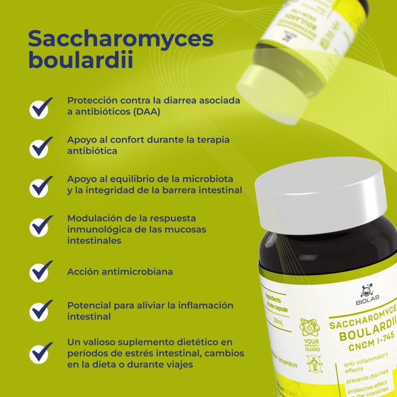 Saccharomyces boulardii 250 mg, 60 cápsulas