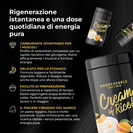 Cream of Rice, UNBREAKABLE Karaś x Biolab, pasto di riso nutriente al gusto mango, 1 kg