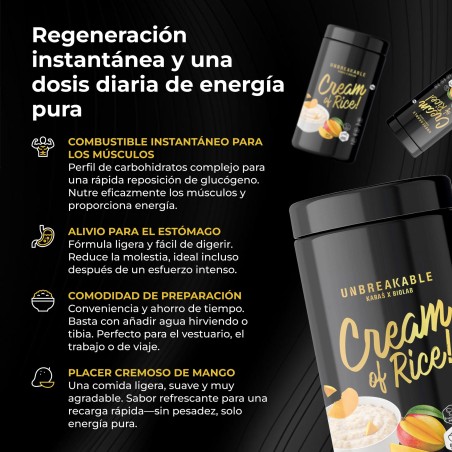 Cream of Rice, UNBREAKABLE Karaś x Biolab, comida de arroz nutritiva con sabor a mango, 1 kg