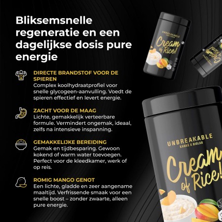 Cream of Rice, UNBREAKABLE Karaś x Biolab, voedzame rijstmaaltijd met mangosmaak, 1 kg