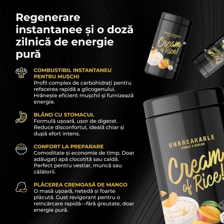Cream of Rice, UNBREAKABLE Karaś x Biolab, masa de orez nutritivă cu aromă de mango,1 kg