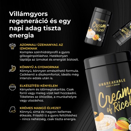 Cream of Rice, UNBREAKABLE Karaś x Biolab, tápláló rizses étel mangóízzel, 1 kg