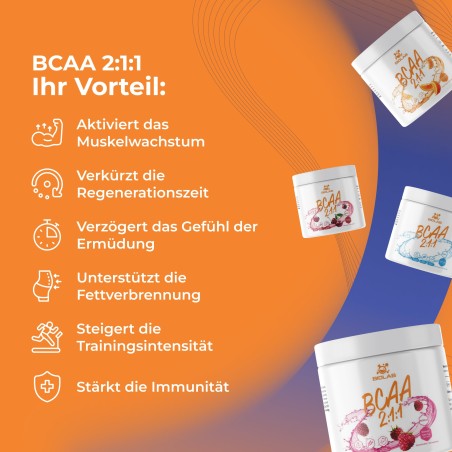 BCAA 2:1:1, Komplex verzweigtkettiger Aminosäuren in Pulverform 500g